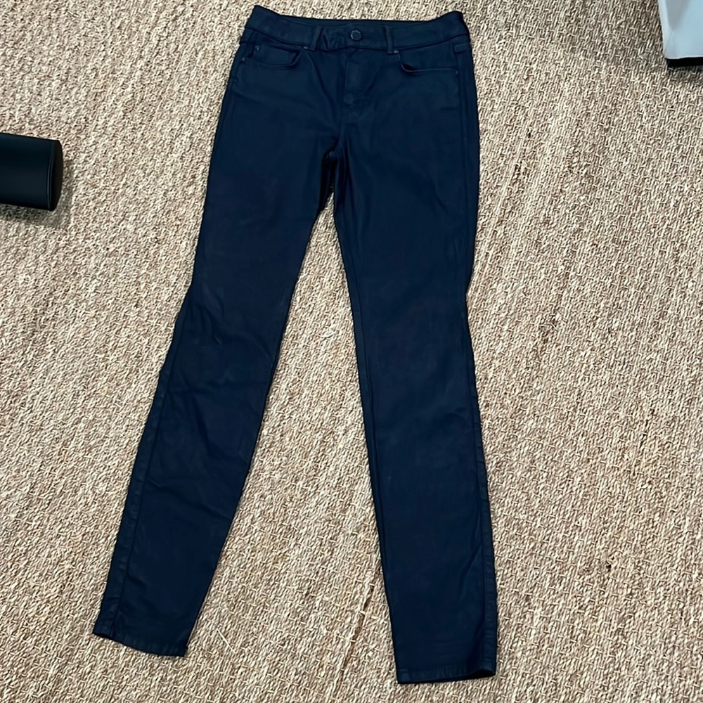 Massimo Dutti women’s navy coated denim size 4.